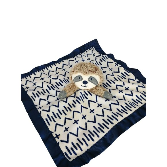 Cloud Island Sloth Baby Security Blanket Lovey Blue Satin Trim Soft Plush - Picture 1 of 7